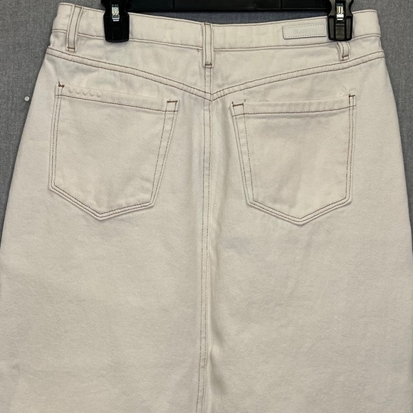 Blank NYC Ecru See You Again Denim High Rise Maxi Skirt 28 100% Cotton Slit 90s - Picture 7 of 13